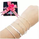 Kit 5 Pulseiras C/ 5 Caixas Prata Legitima 925