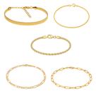 Kit 5 Pulseiras Folheadas a Ouro 18k