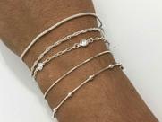 Kit 5 Pulseiras Prata Legítima 925
