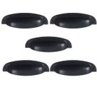 Kit 5 puxador concha colonial preto fosco 115 italy line metal 96mm com parafuso Kit 5 puxador concha colonial preto fosco 115 italy line metal 96mm com parafuso