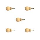 Kit 5 Puxadores de Madeira Redondos P/ Móveis Gavetas Armários Modelo Bola