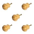 Kit 5 Puxadores de Madeira Redondos P/ Móveis Gavetas Armários Modelo Peão