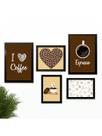 Kit 5 Quadros Cantinho do Café Placas Decorativas Cozinha I Love Espresso