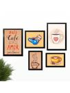 Kit 5 Quadros Cantinho do Café Placas Decorativas Cozinha Preguicinha