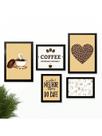 Kit 5 Quadros Cantinho do Café Placas Decorativas Cozinha