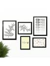 Kit 5 Quadros Cantinho do Café Placas Decorativas Ramo Café