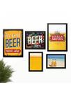 Kit 5 Quadros Decoração Placas Area de Churrasco Cerveja Marcas Bar Buteco Bebidas Whiskys Vinhos 60