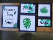 Kit 5 quadros decorativos Gratidão e costela de Adão