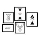 Kit 5 Quadros Decorativos Mdf Frases Amor Gratidão Sala