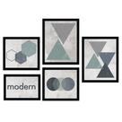 Kit 5 Quadros Decorativos MDF Geométrico para Sala