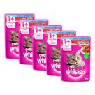 Kit 5 Ração Úmida para Gatos Whiskas Adultos 1+ Anos Castrados Sabor Carne em Sachê 85g