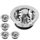 Kit 5 Ralo Cesto de Pia Cromado Válvula Cestinho Americano para Cozinha