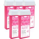 Kit 5 Refil Cera Depilatoria Corporal Profissional Depilação Roll On Depilflax Rosa 100g