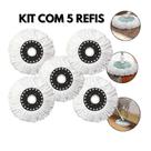 Kit 5 Refil para Mop Giratório 360 Esfregão Microfibra Universal 16cm Diâmetro Macio Absorvente Econômico e Sustentável