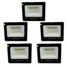 Kit 5 Refletor 50w Branco Fria Holofote 80% Economia Jardim Varanda Iluminação Alta Potencia