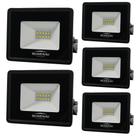 Kit 5 Refletor de Led Slim 10W Prova Dágua Preto Bivolt Kit 5 Refletor de Led Slim 10W Prova Dágua Preto Bivolt