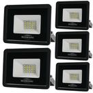 Kit 5 Refletor de Led Slim 20W Prova Dágua Preto Bivolt