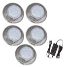 Kit 5 Refletor Hiper Led 9W Azul Inox 316L E Fonte 5A