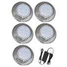 Kit 5 Refletor Hiper Led 9W Branco Inox 316L E Fonte