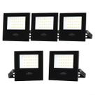 Kit 5 Refletor Holofote de Led Slim 50W Blumenau IP65 4100K Neutro Suave Preto Bivolt