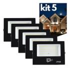 Kit 5 Refletor Holofote Slim 100w 110v/220v Preto Luz Branco Frío