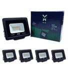 Kit 5 Refletor Led 10w Holofote Prova D'água Frio - Frio (6500K)