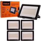 Kit 5 Refletor Led 200w Bivolt Luz Branca Ip65 Foxlux