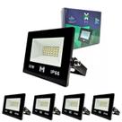 kit 5 Refletor Led 30w SMD Bivolt 6500k Fachada Pavilhão IP66