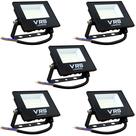 Kit 5 Refletor Led 50w Holofote Branco Frio 6500k IP67 Bivolt VRS Lighting