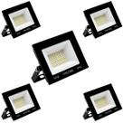 Kit 5 Refletor Led Volter Ip65 50w 6500k Preto 4000lm
