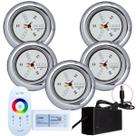 Kit 5 Refletores Led 9w RGB Inox e Comando para Iluminação Piscina Kit 5 Refletores Led 9w RGB Inox e Comando para Iluminação Piscina