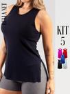 KIT 5 Regatas Femininas para Academia Regatas Fitness Tapa Bumbum Lindas Cores
