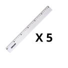 Kit 5 Régua Escolar Transparente 30cm Kit 5 Régua Escolar Transparente 30cm