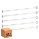 Kit 5 réguas porta gancheira 0,90m branca para gôndola new premium
