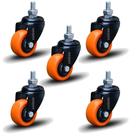 Kit 5 Rodízio Linha Black Parafuso 3/8" 50mm Sem Freio 250kg Laranja - Colson