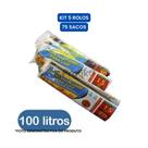 Kit 5 Rolo Saco de Lixo Super Resistente 100L Preto Kit 5 Rolo Saco de Lixo Super Resistente 100L Preto