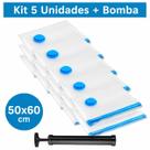 Kit 5 Saco a Vácuo 50x60cm Organizador Hermético para Mala de Viagem Guarda Roupa Bomba