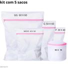 Kit 5 Sacos De Lavar Roupas Delicadas protetores ziper intimas duraveis rede poliester resistente