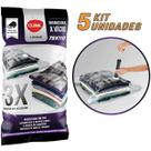 Kit 5 Sacos Organizador a Vácuo Grande Para Guardar Edredom Jogo de Lençol Roupas 70x110cm - Clink