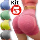 Kit 5 Shorts Academia Esportivo Fitness Confortável Cintura Alta Modeladora Empina o Bumbum Leggings