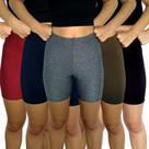 Kit 5 Shorts Femininos Meia Coxa Justos Elástico Lisos Cores Sortidas Suplex PP ao Plus Size