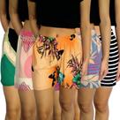 Kit 5 Shorts Femininos Meia Coxa Soltinhos Elástico Estampas Sortidas Viscolycra Pp ao Plus Size