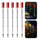 Kit 5 Sinalizador Solar Poste Led De Chão Jardim Vermelho
