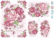 Kit 5 Slim Paper Decoupage SPL1-006 Peônias Lili Negrão 47,3x33,8cm - Litoarte