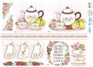 Kit 5 Slim Paper Decoupage SPL1-010 Kit Chá Rosas Lili Negrão 47,3x33,8cm - Litoarte