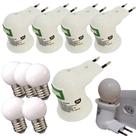 Kit 5 Soquetes Adaptadores E27 com Lâmpadas 15W 220V Botão Liga/Desliga Padrão Brasileiro