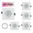 KIT 5 Spot 3W Quadrado LED SMD Bivolt Branco Frio 6500K