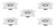 Kit 5 Spot Cob Direcionável Quadrado 3w Bivolt Teto