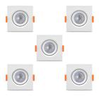 Kit 5 Spot Cob Direcionável Quadrado 5w Bivolt Teto- VRS