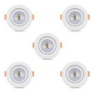 Kit 5 Spot Cob Direcionável Redondo 5w Bivolt Teto Branco Frio